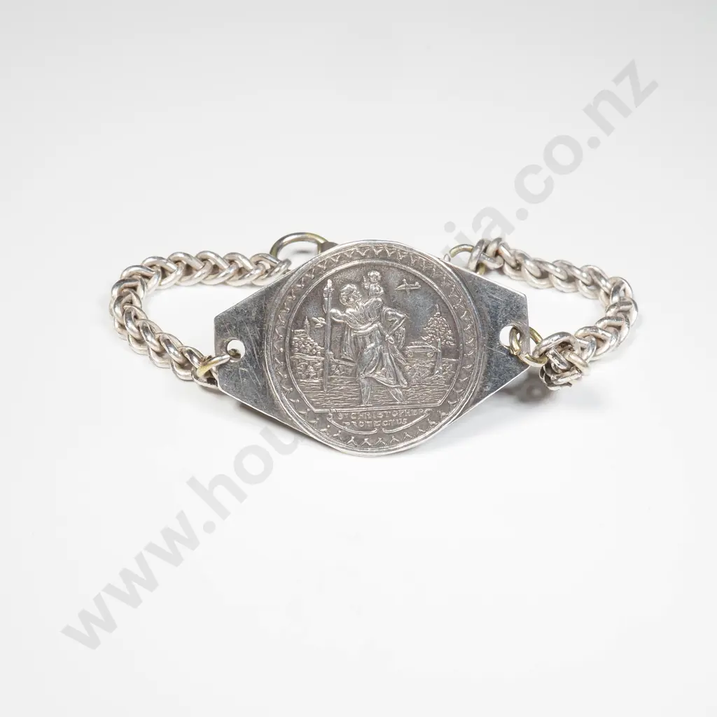 Antique Sterling Silver St Christopher Bracelet Image 1++