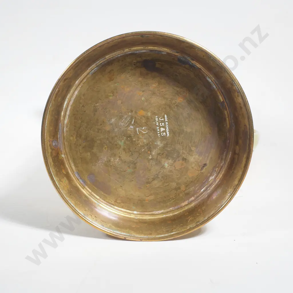 Brass Lidded Jug w Tapered Body & Molded Ring Detail to Base Image 1++
