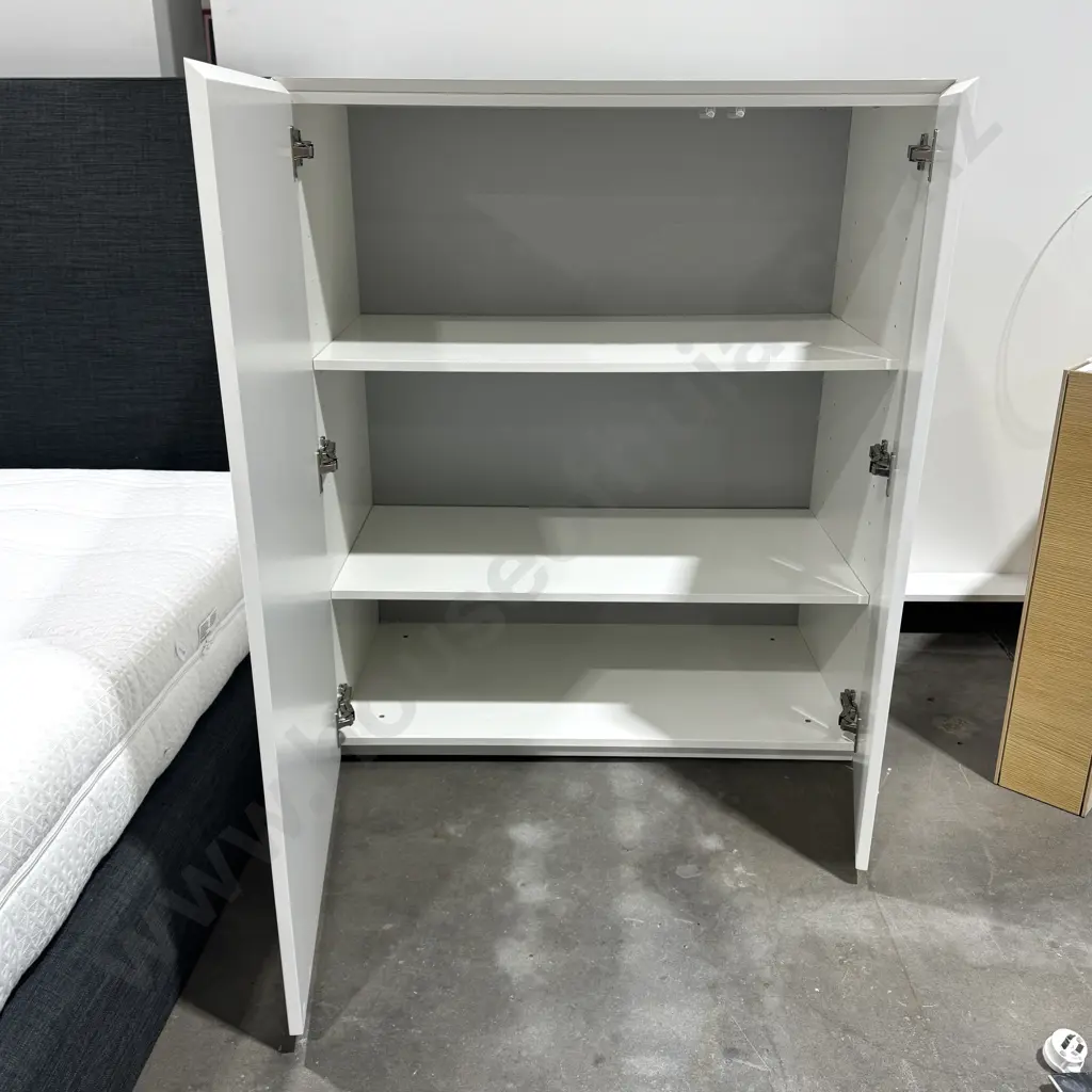 White Laminate Storage Cabinet/Wardrobe  w Two Doors of Unequal Length Image 1++