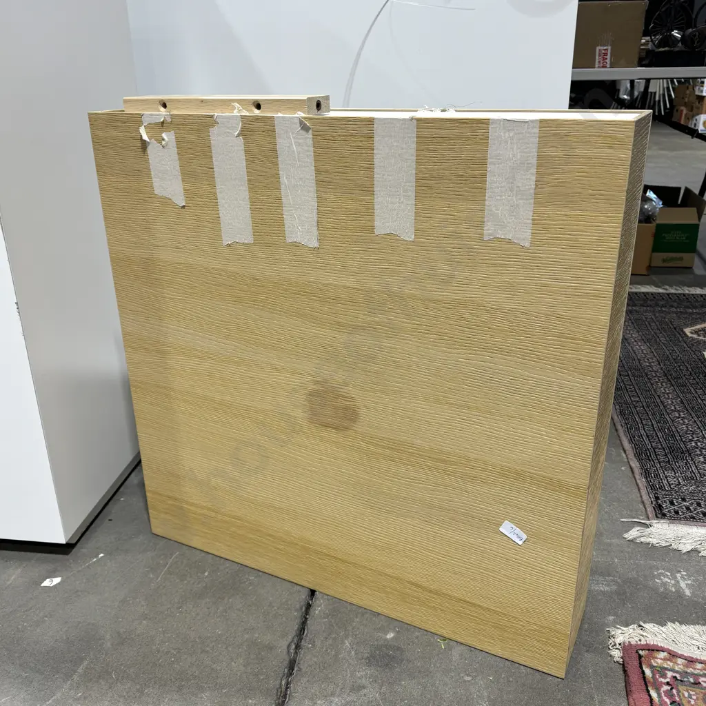Modern Square Light Oak Coffee table w White Frieze Drawer Image 1++