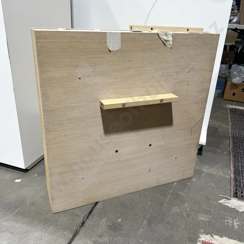 Modern Square Light Oak Coffee table w White Frieze Drawer Image 1++