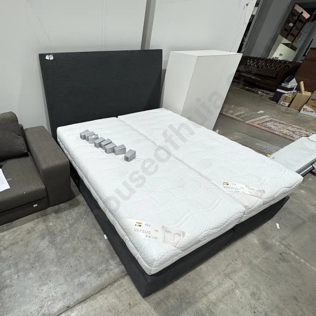 Pair of Two Single Mattress Combined to Make a Queen Size Complete w Bed & Bedhead Image 1++