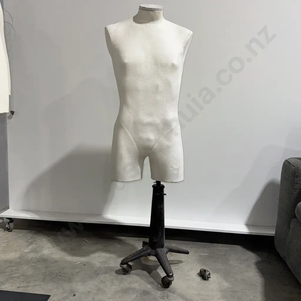 Male Torso Mannequin on Singer Stand w Four Point Base (Adjustable) Image 1++