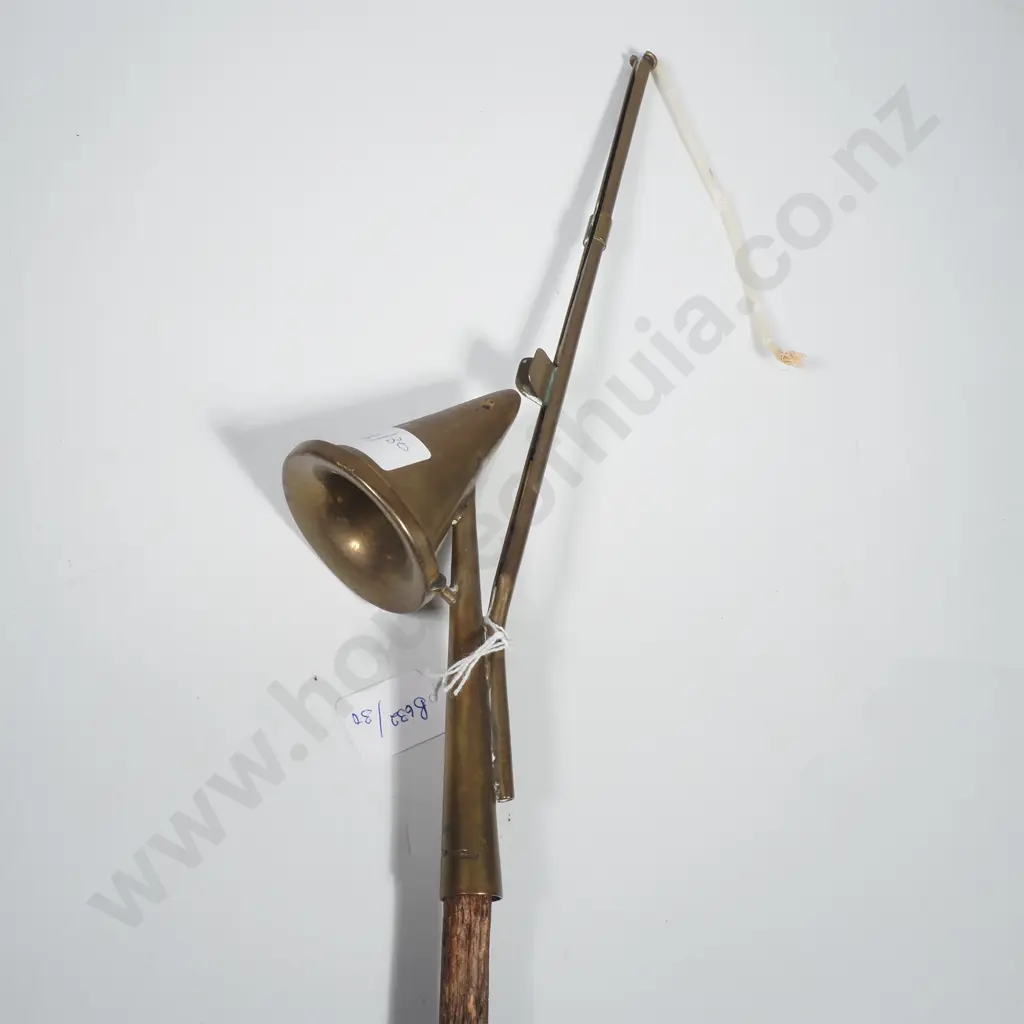 Vintage Long Handled Church Candle Lighter & Brass Snuffer Mounted on a Wooden Pole Image 1++