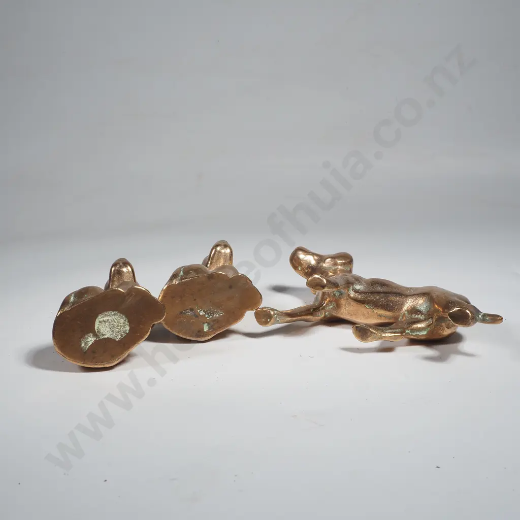 3 x Weighty Brass / Bronze Dog Figures Image 1++