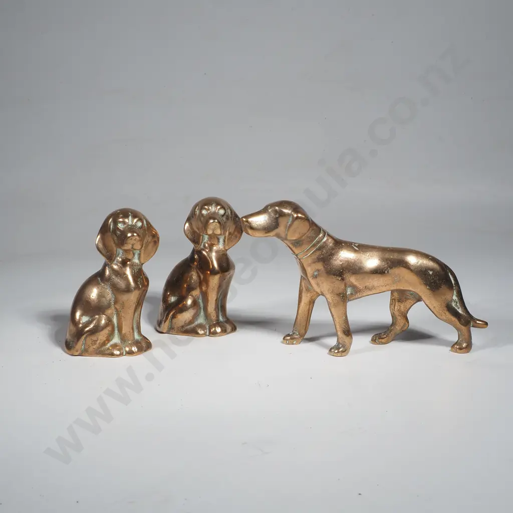 3 x Weighty Brass / Bronze Dog Figures Image 1++