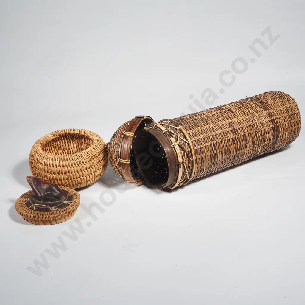 Vintage Woven Rattan Baskets - Likely Indonesian Image 1++