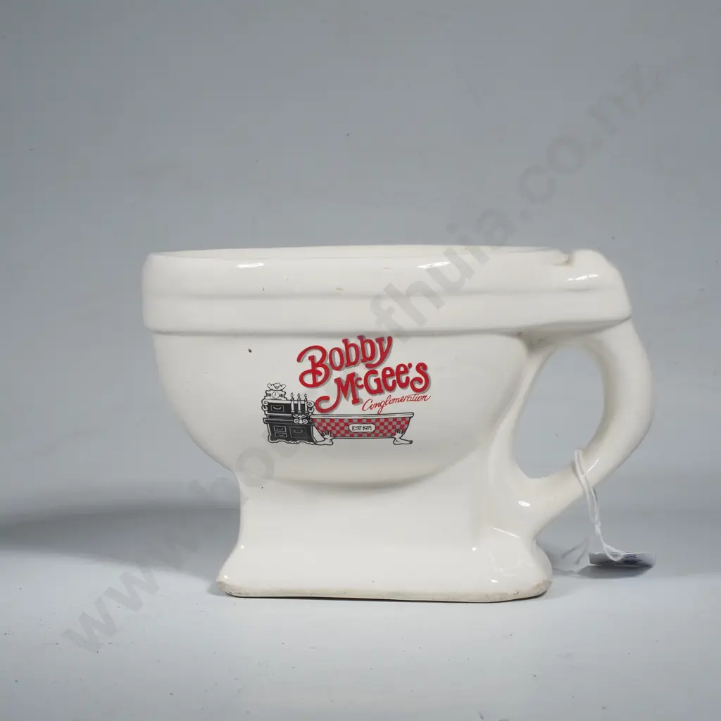Vintage Bobby McGees Conglomeration Toilet Shaped Coffee Mug. Circa 1970 Image 1++