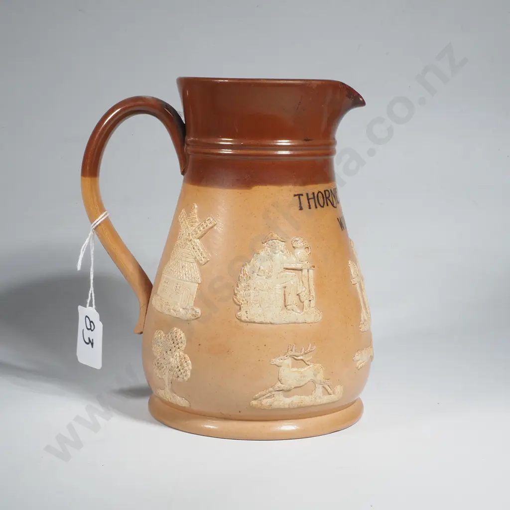 Doulton Lambeth Two Tone  Advertising Jug  for  "Thornes Scotch Whisky" Image 1++