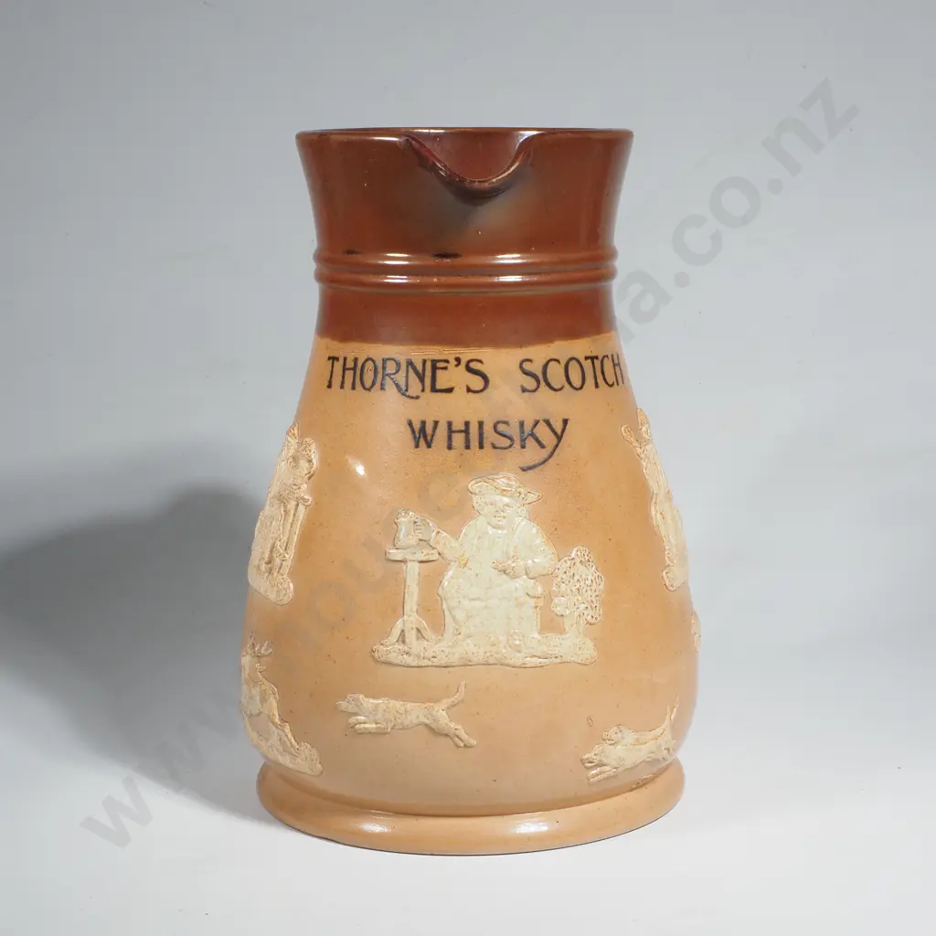 Doulton Lambeth Two Tone  Advertising Jug  for  "Thornes Scotch Whisky" Image 1++