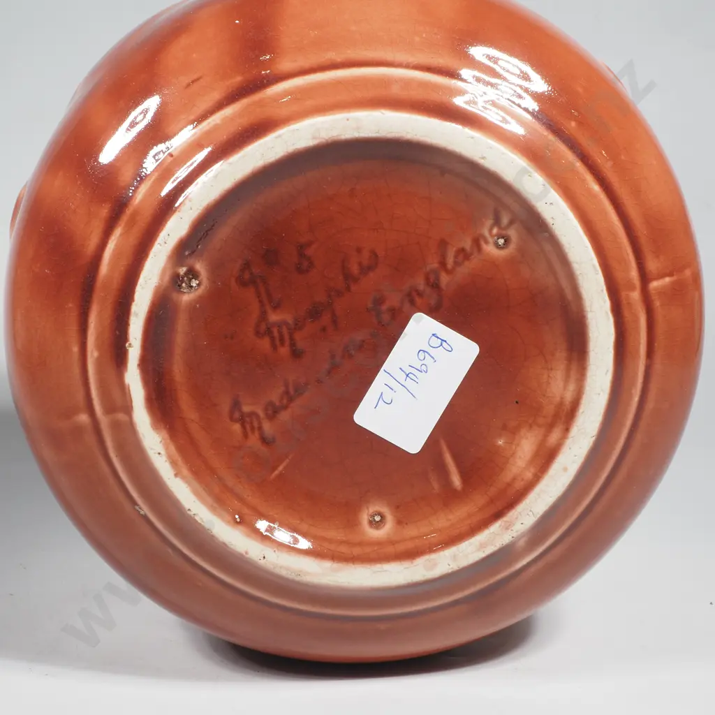 Vintage Memphis Jardinere w Stylised Heart Designs on a Brown/Purple Glaze Image 1++