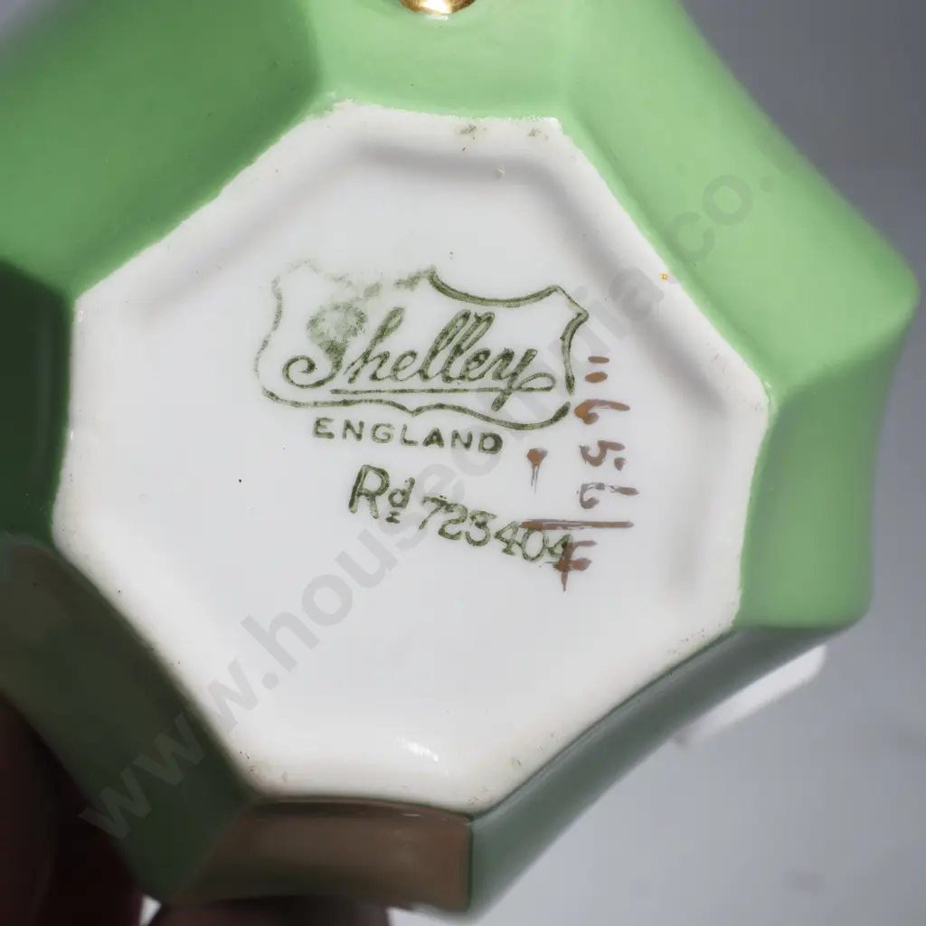 Shelley Queen Anne Art Deco  Green & Gold Trio Image 1++
