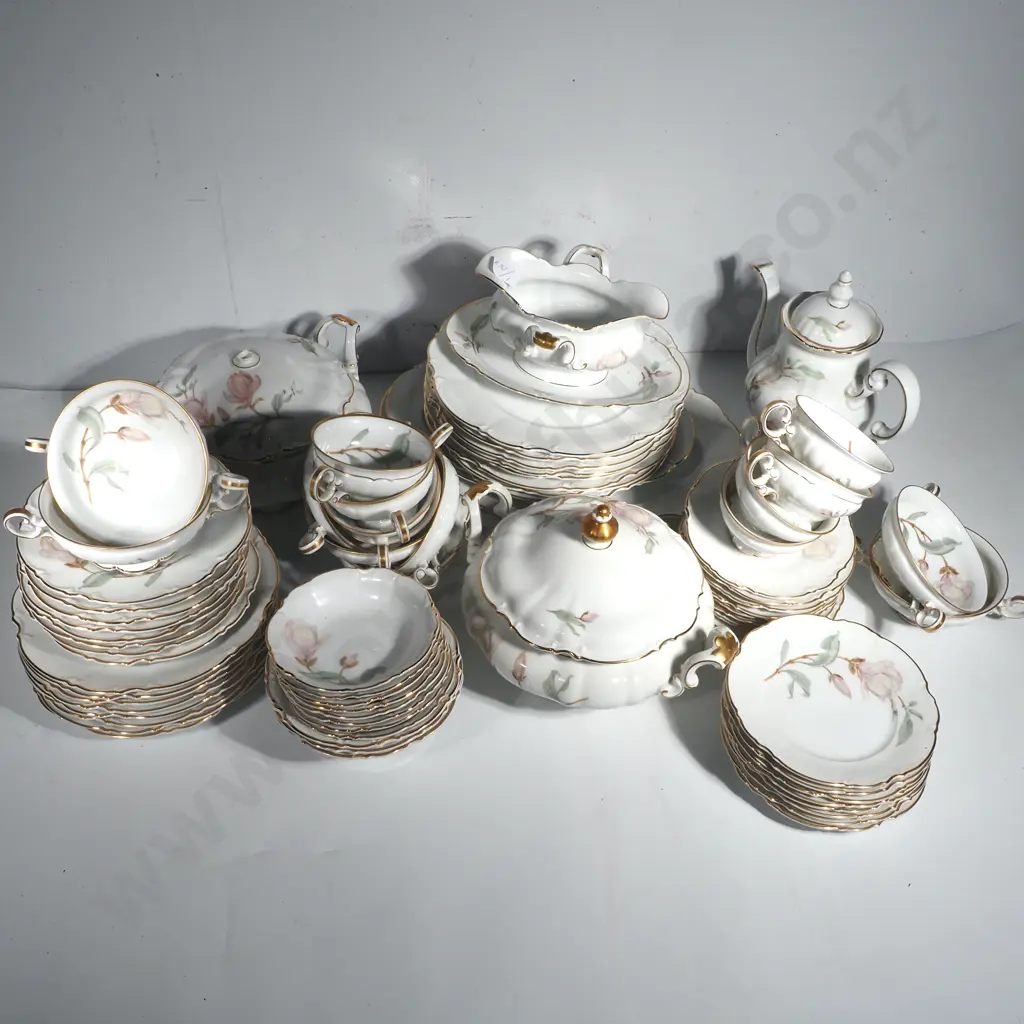Vintage Hutschenreuther China Dinner set ( Magnolia Pattern) - 72 Pieces Image 1++