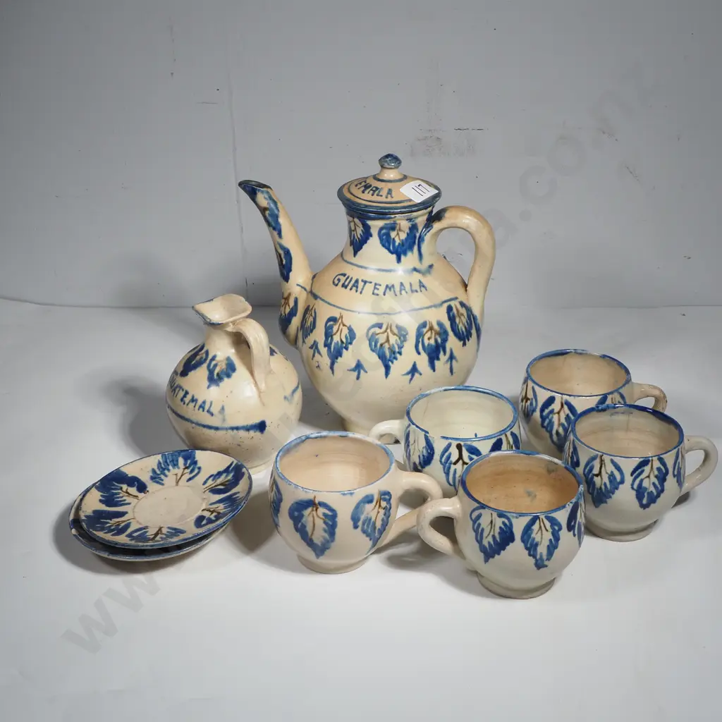 Vintage Hand Made Guatemalan Pottery Tea Set a/f Image 1++