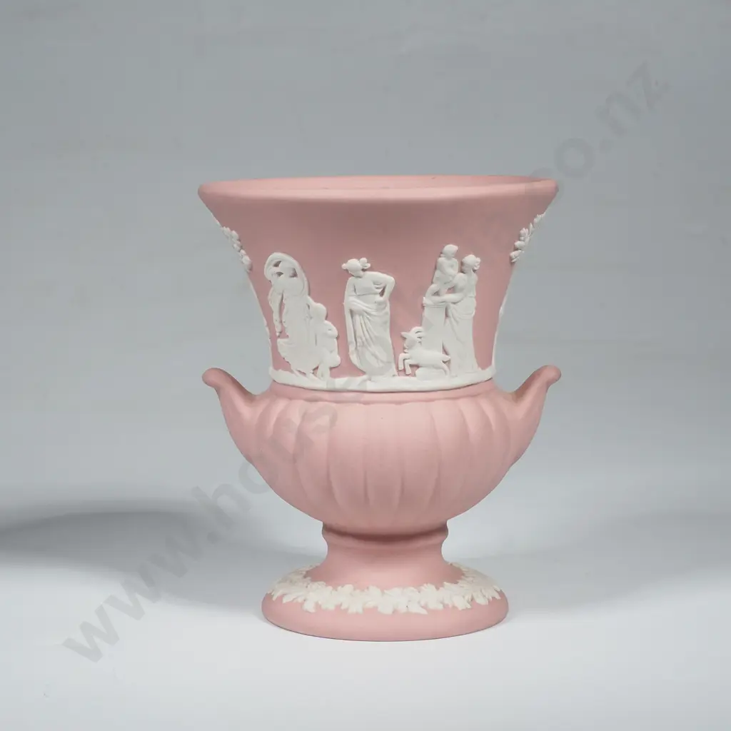 Miniature Wedgwood Pink Jasperware Campagna w Neoclassical Bas Relief Figures Image 1++