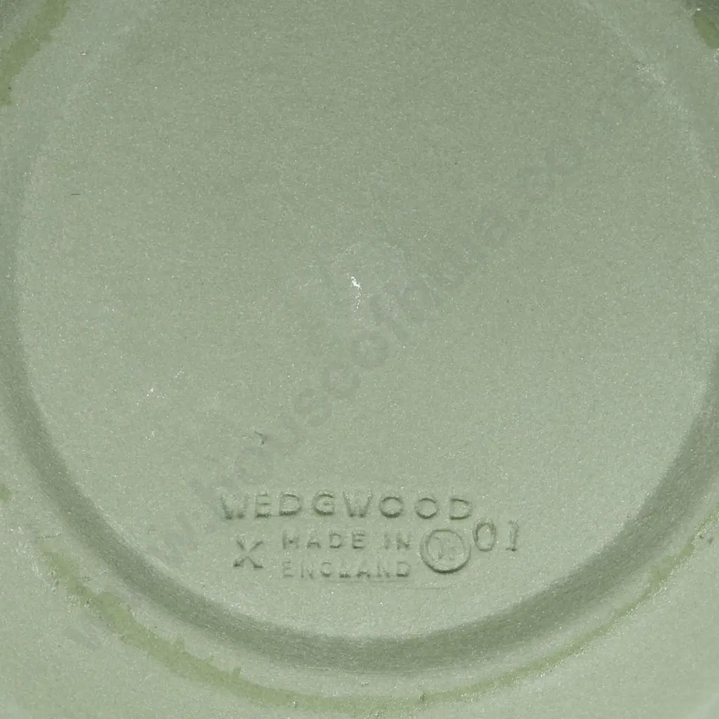 Green Wedgwood Cup  Decorated in White Relief w 'Dancing Hours' Pattern Image 1++