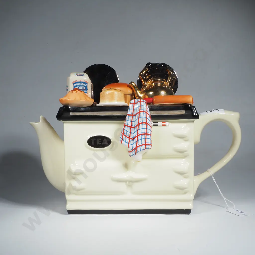 Ceramic Inspirations 'Baking Day'  Large Aga Style Teapot w Miniature Baking Items on Top Image 1++