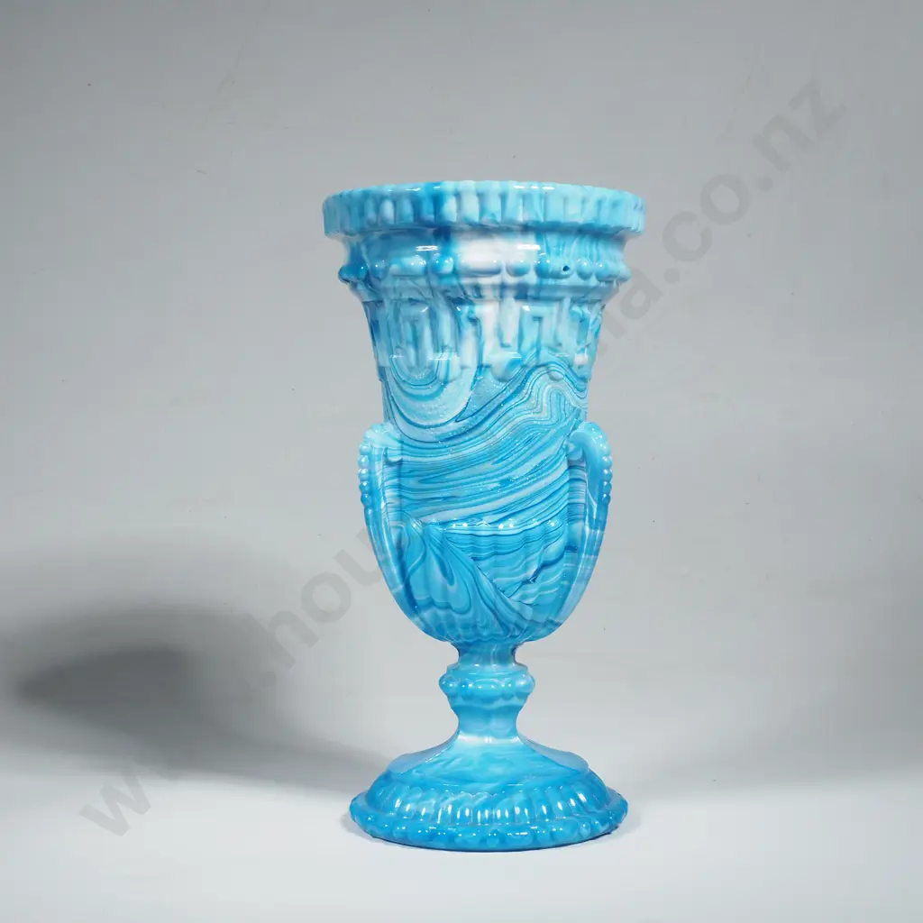 Antique Blue Malacite/Slag Glass Vase.George Davidsons Image 1++