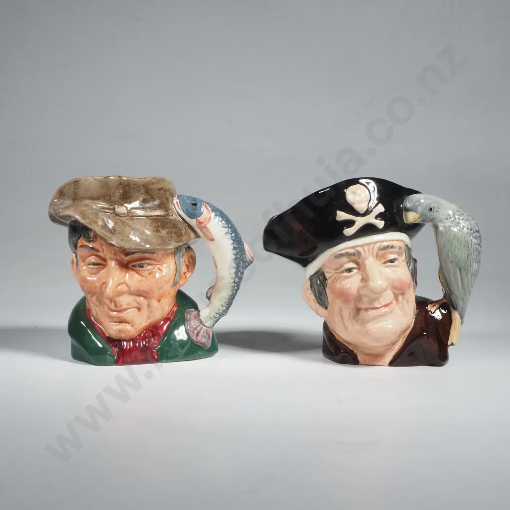 Two Royal Doulton Medium Character Jug - The Poacher D 6464 (chipped) & Long John Silver D 6386 Image 1++