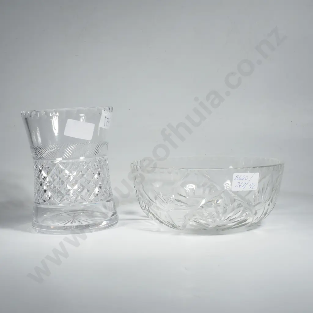 Cut Crystal Vase & Bowl A/F Image 1++