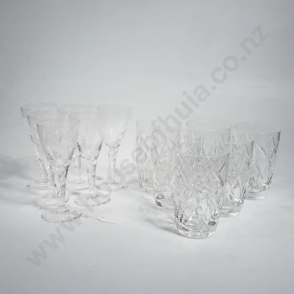 Six Krosno  Poland Tumblers & Six Edwardian Etched  Sherry Glasses Image 1++