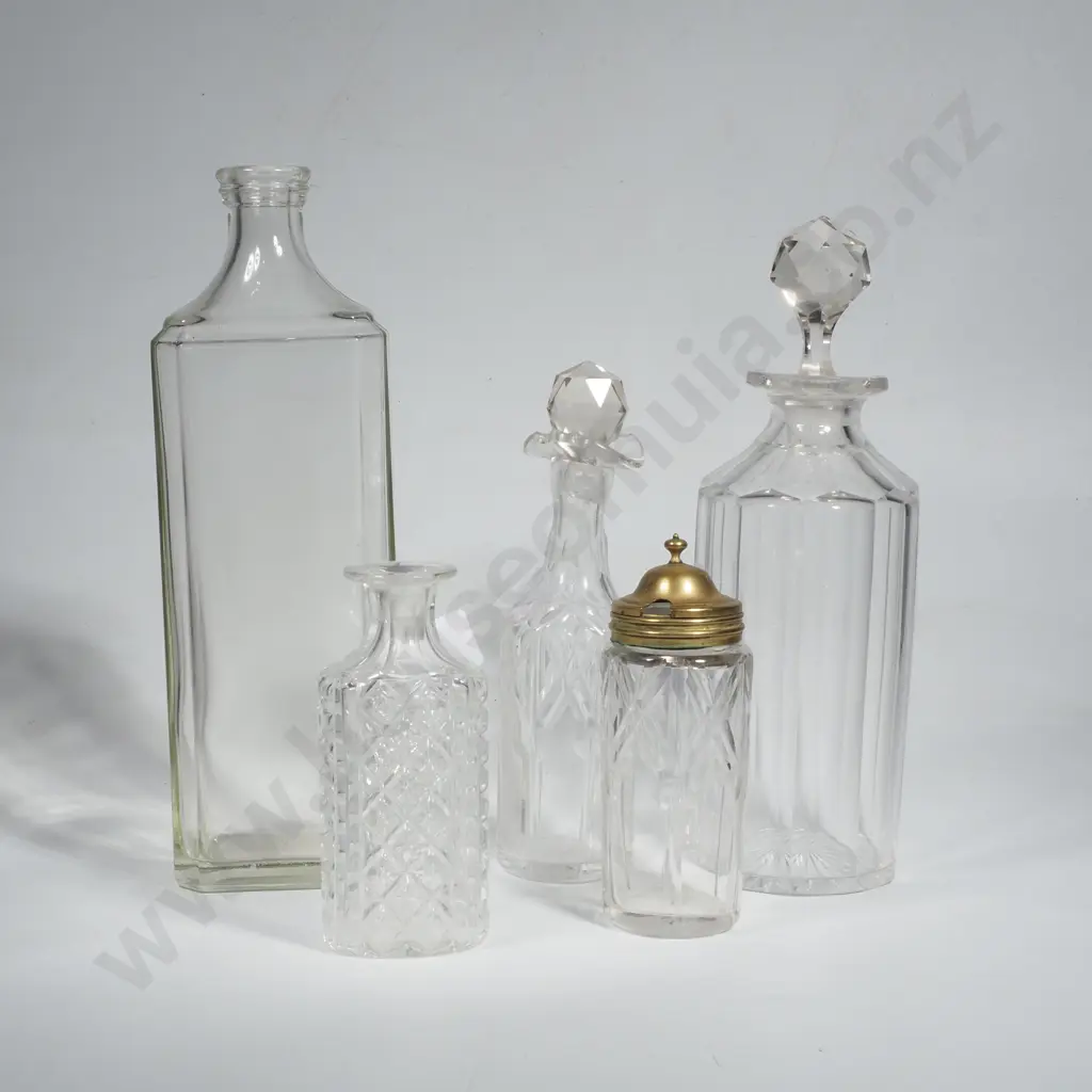 Assorted Glass Bottles & Cut Panel Decanter a/f Image 1++