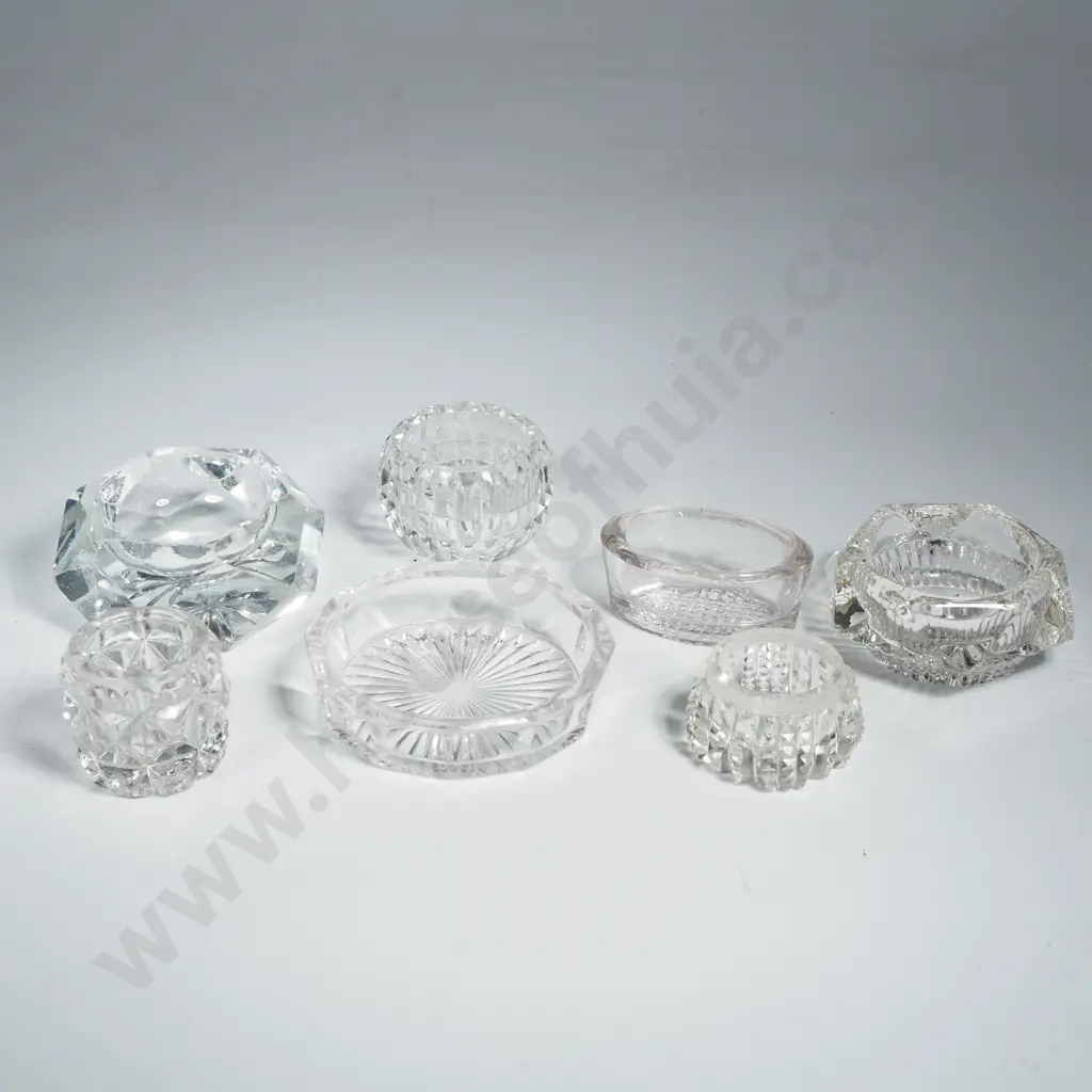 Collection of Vintage Cut Glass Open Salts of Varying Sizes & a Butter Dish Image 1++