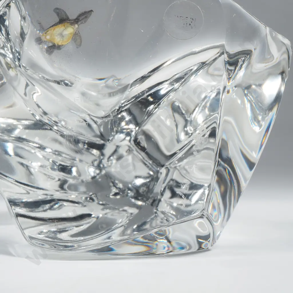 Vintage Crystal & Silver Paperweight of Penguins on Ice Berg  Image 1++