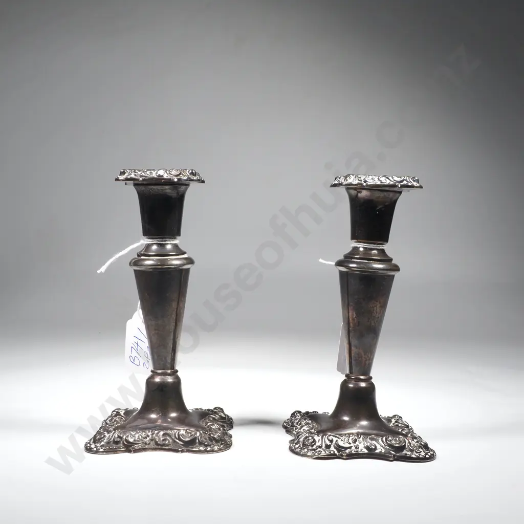 Antique Sterling Silver Candlesticks - William Devenport 1907 Image 1++