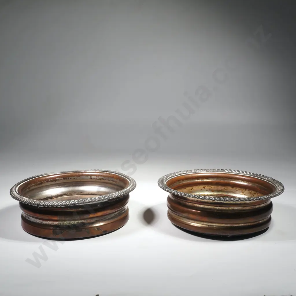 Pair of Sheffield Plate Wine Coasters W Gadrooned Edge A/F Image 1++