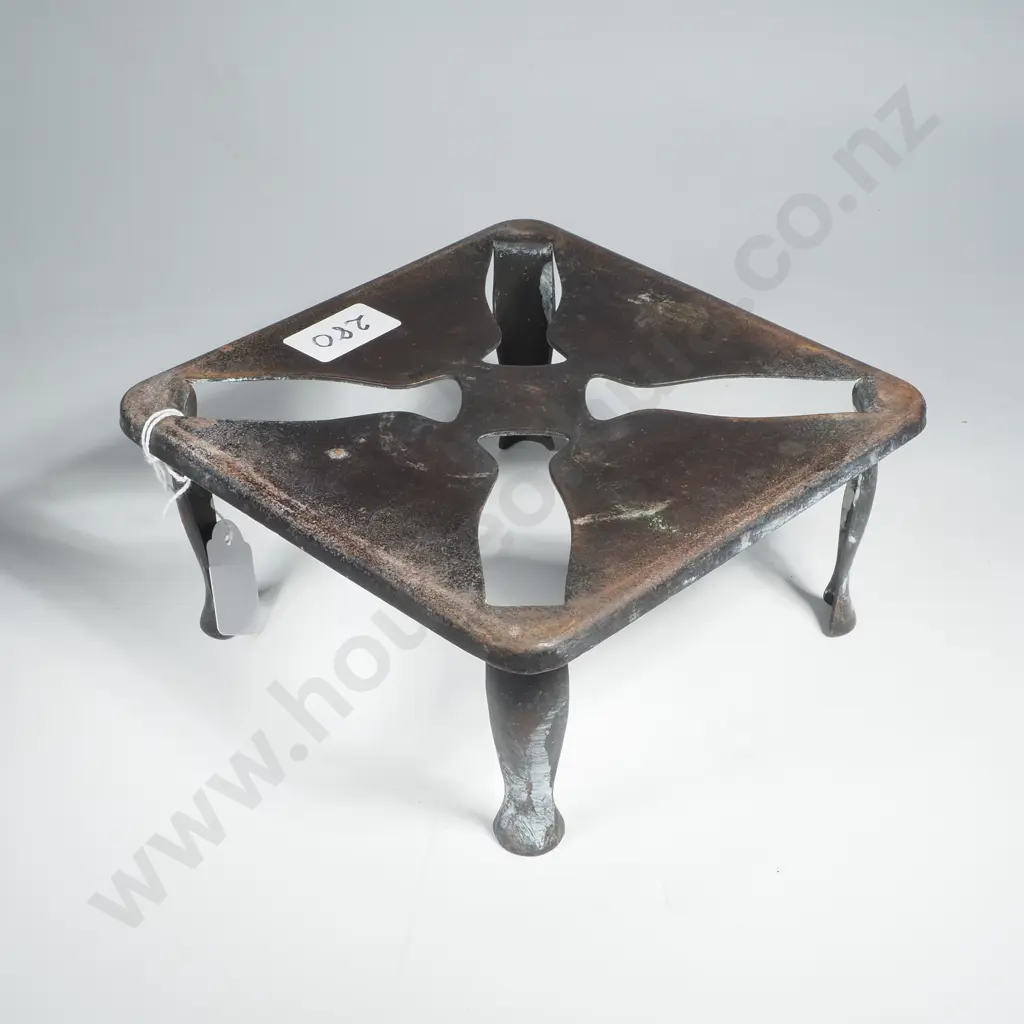 Vintage Metal Trivet on Four Legs w Decorative Metal Cutouts Image 1++