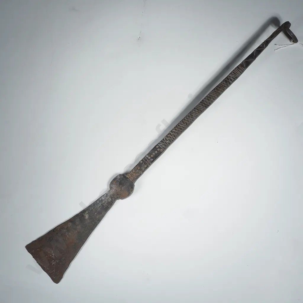 Hand Forged Wrought Keyhole Salamander Spatula w Decorative Patterned Handle Image 1++