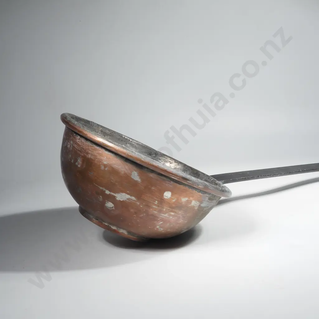 Vintage Copper Ladle Dipper w Long Iron Handle & Hanging Ring Image 1++
