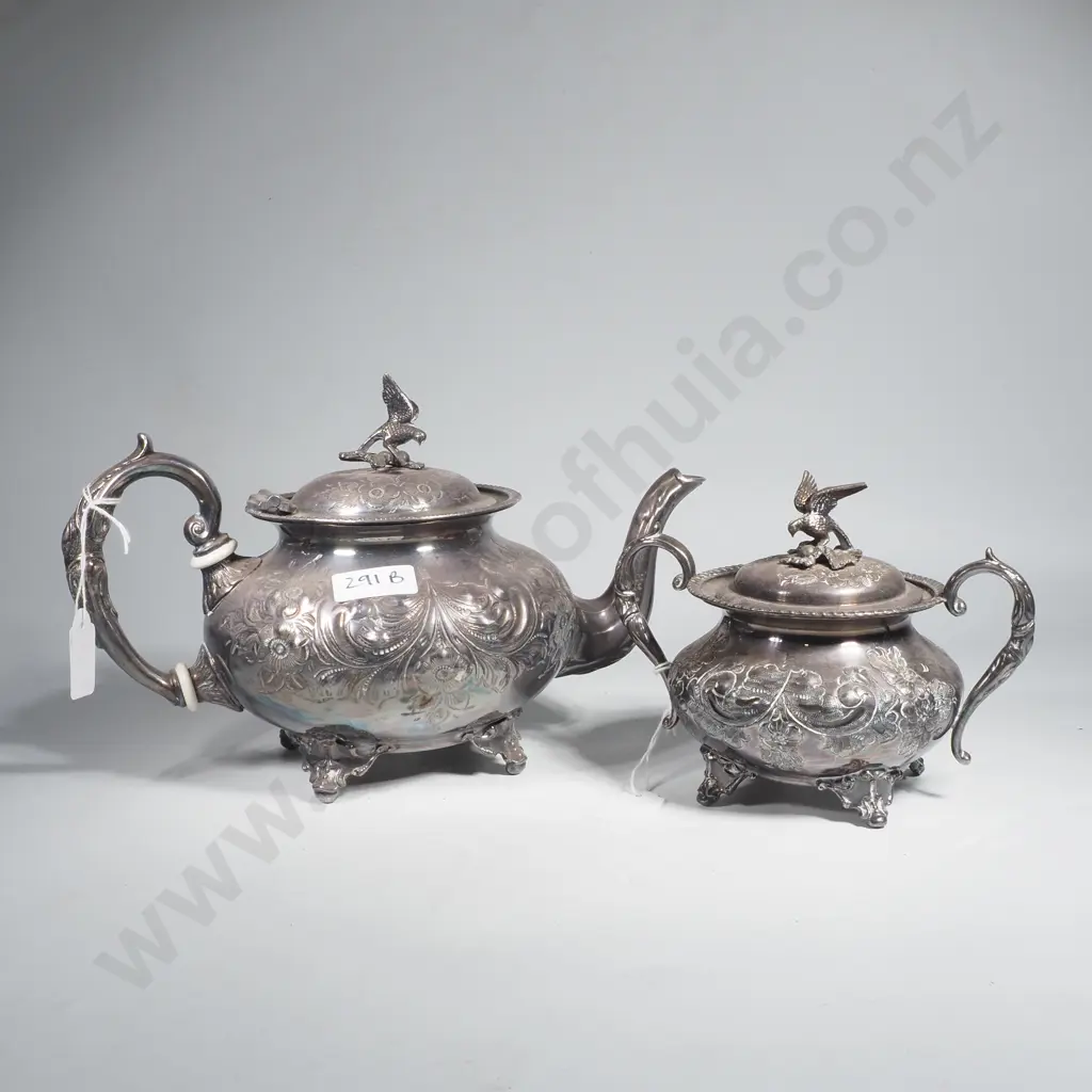 EPBM Ornate Silver Plated Teapot & Lidded Sugar Basin, Made by Mark Turton in Sheffield Image 1++