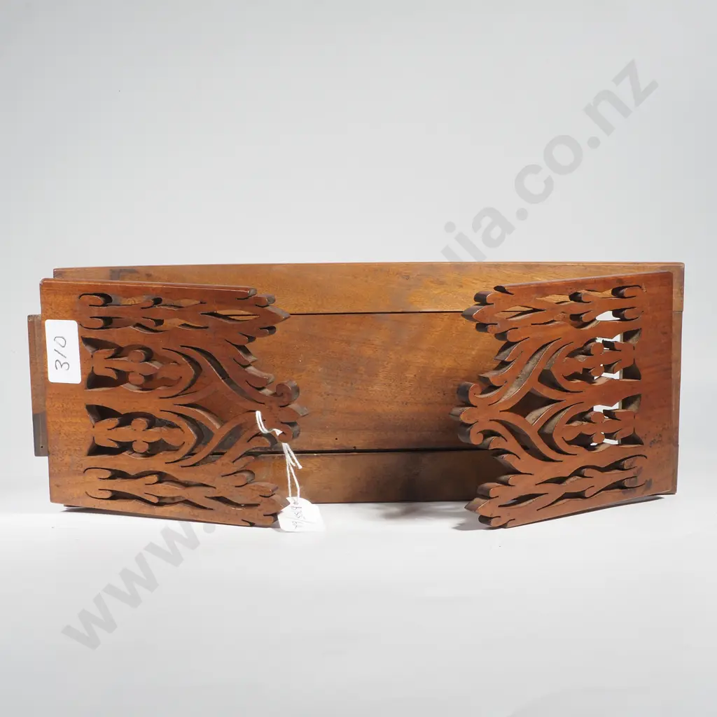 Antique Wooden Expanding Book Slide also Known as a Book Rack  w Fretwork Supports Image 1++
