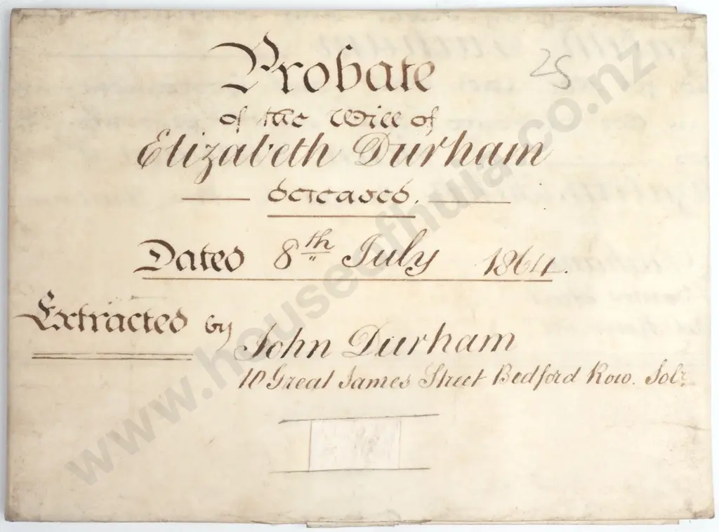 Probate of the Will - County of Buckingham - 1864 - Vellum Image 1++