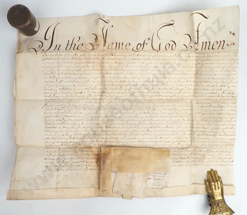 Probate & Will - Bexley Kent - 1705 - Vellum Image 1++