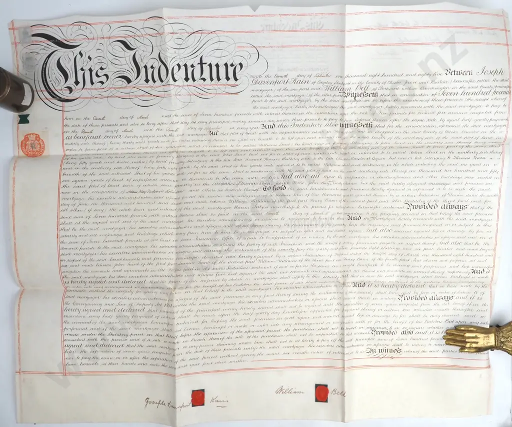 Mortgage - County of Chester - 1885 - Vellum - Seals - Stamp Duty Image 1++