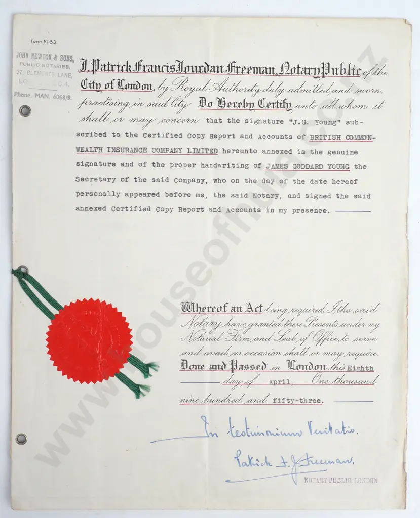 Reports & Account Certificate - City of London - 1953 Image 1++