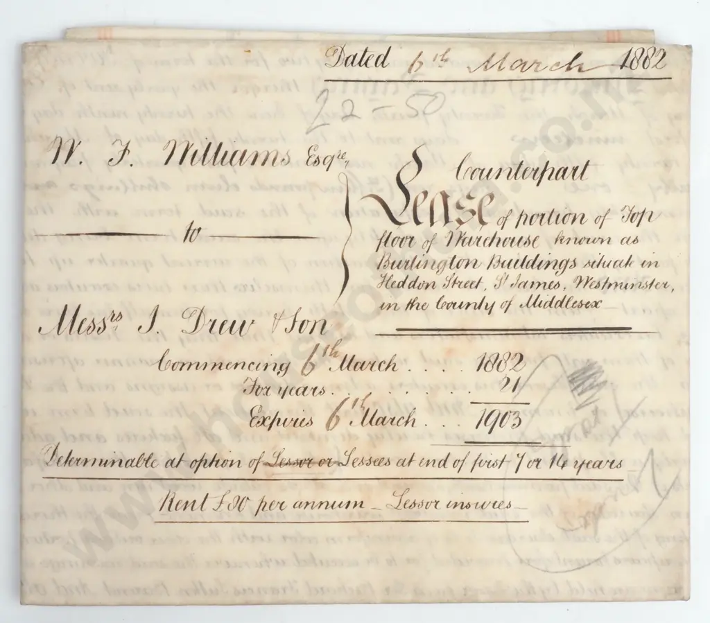Lease - County of Middlesex - 1882 - Vellum - Seals Image 1++