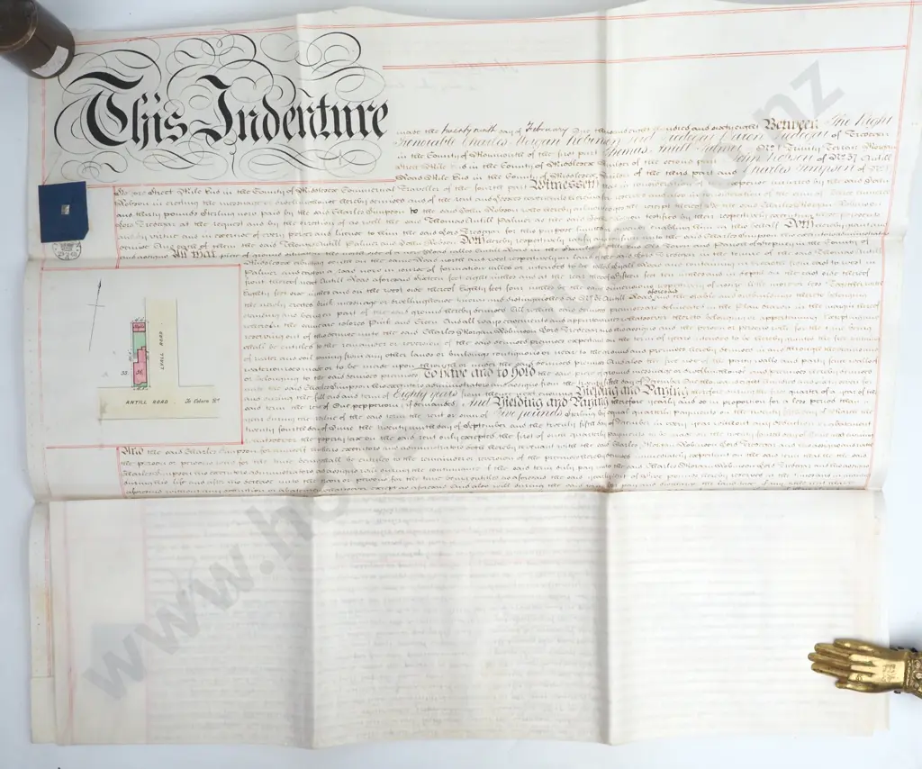 Lease - County of Monmouth - 1868 - Vellum - Seals Image 1++