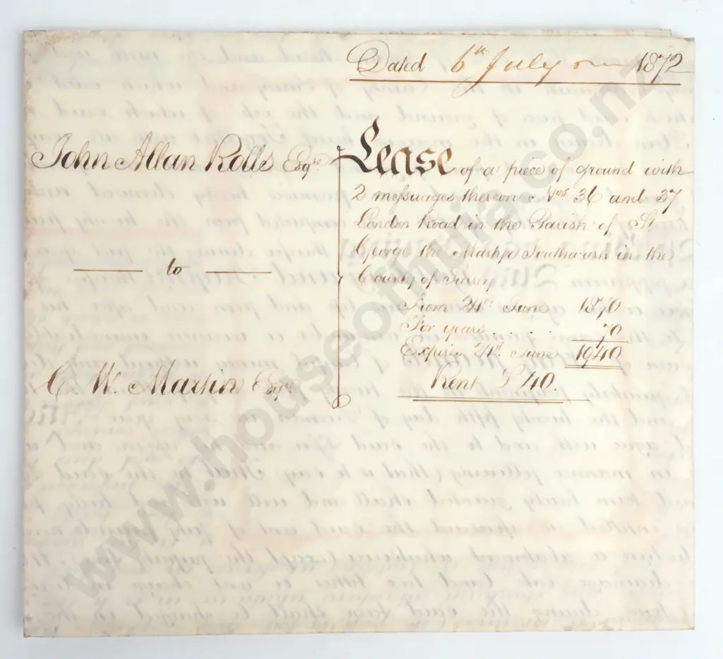 Lease - County of Monmouth - 1872 - Vellum - Seals Image 1++
