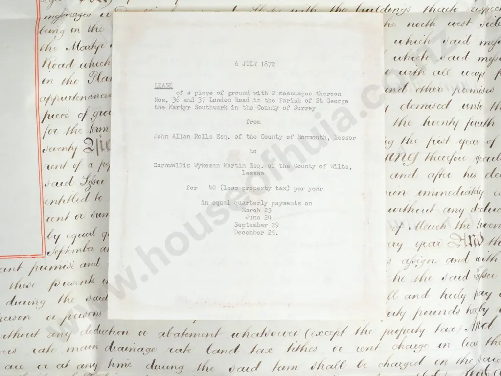 Lease - County of Monmouth - 1872 - Vellum - Seals Image 1++