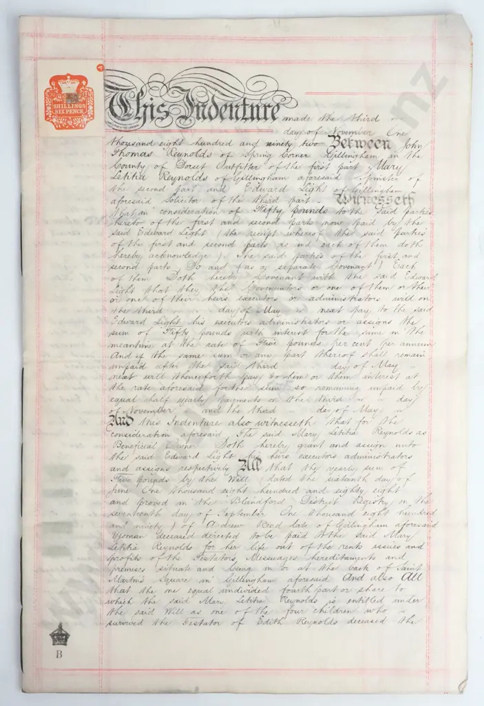 Mortgage - County of Dorset - 1892 Image 1++