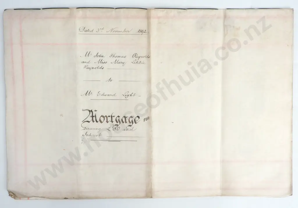 Mortgage - County of Dorset - 1892 Image 1++