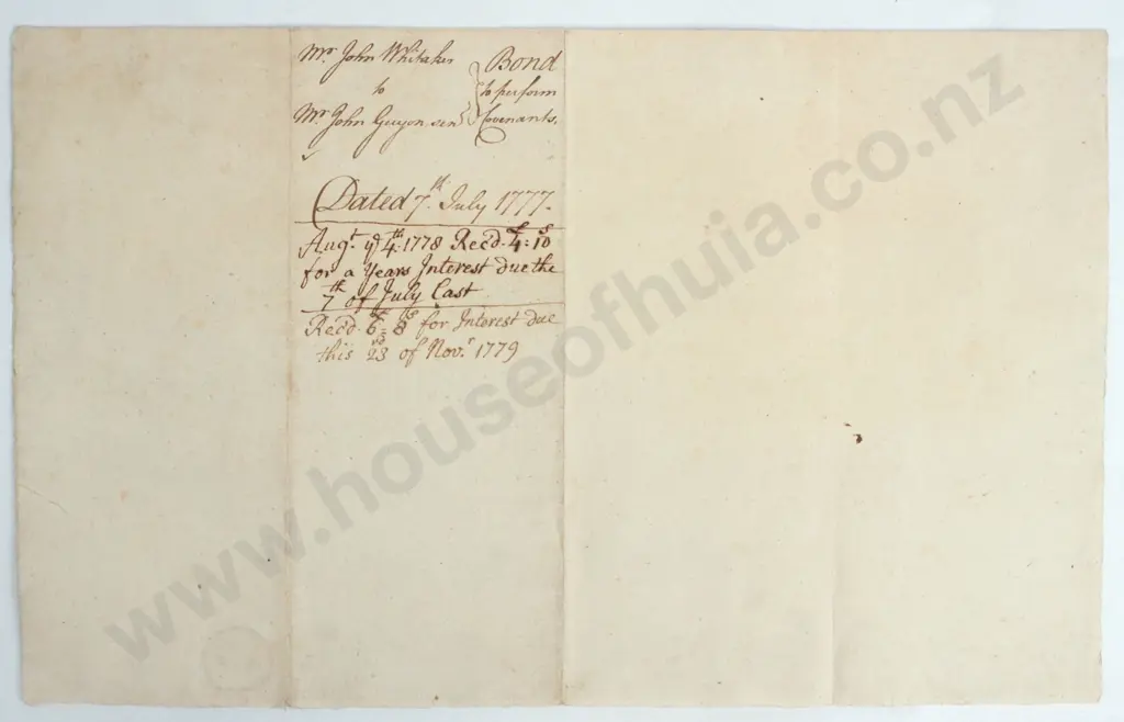 Obligation Bond - Great Coggeshall - 1779 Image 1++