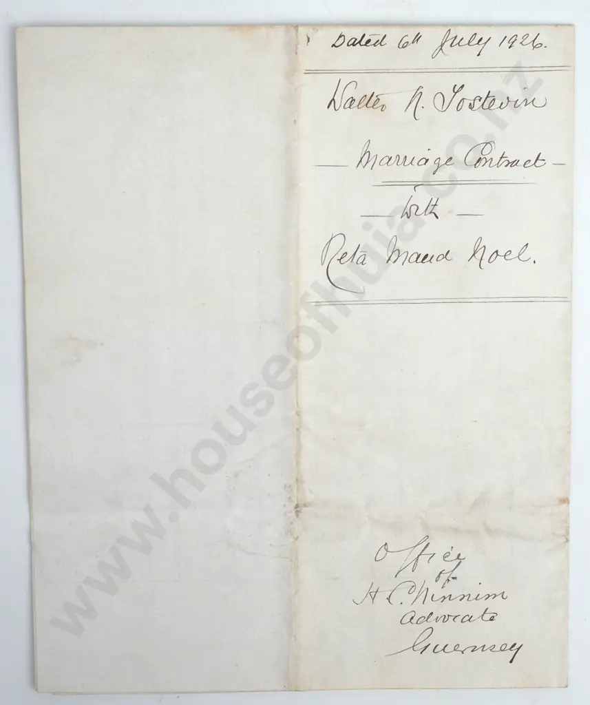 Marriage Agreement - Island of Guernsey - 1926 Image 1++