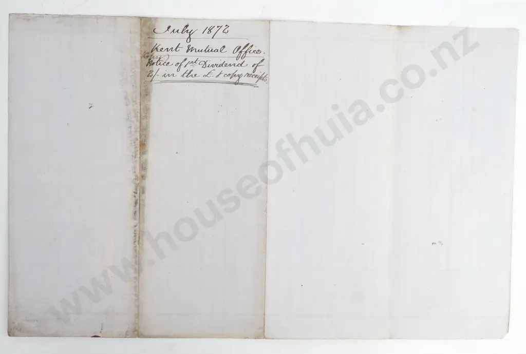 Dividend Notice - London - 1872 Image 1++