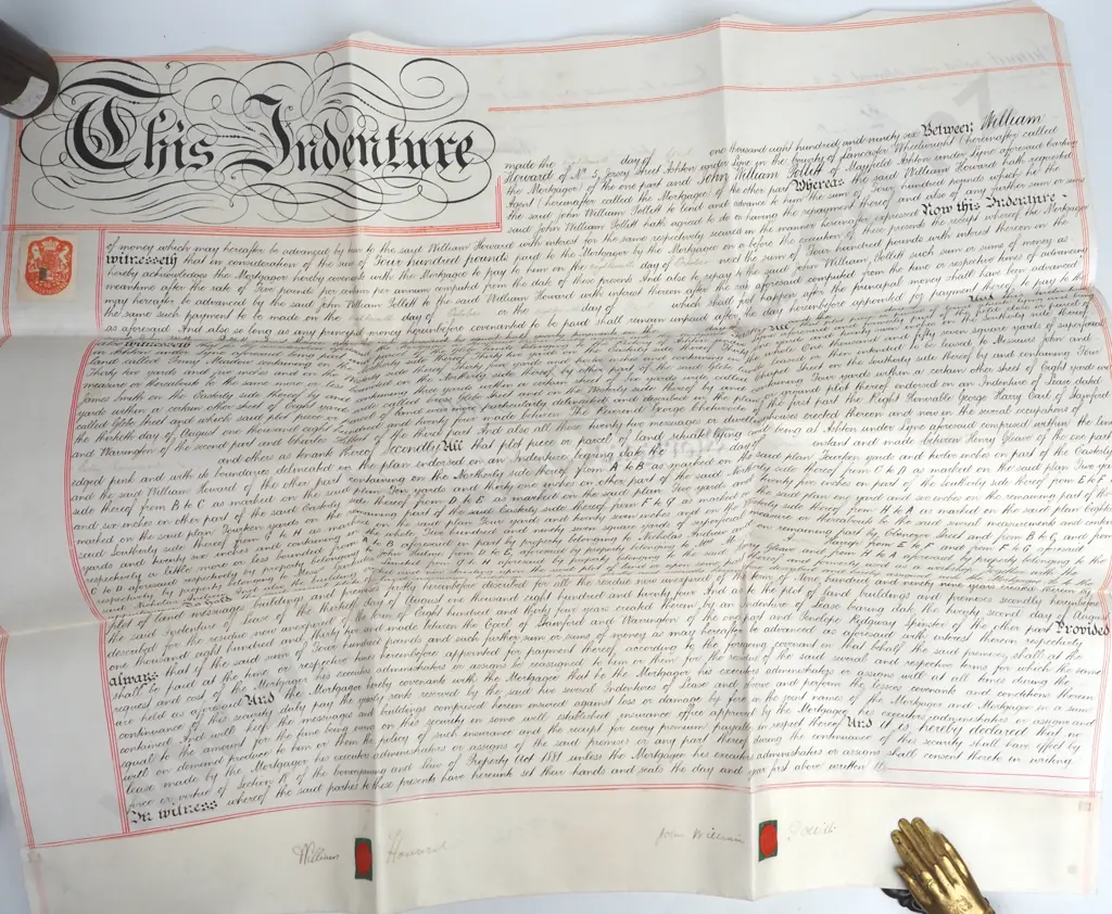 Mortgage - County of Lancaster - 1896 - Vellum - Stamp Duty - Seal Image 1++