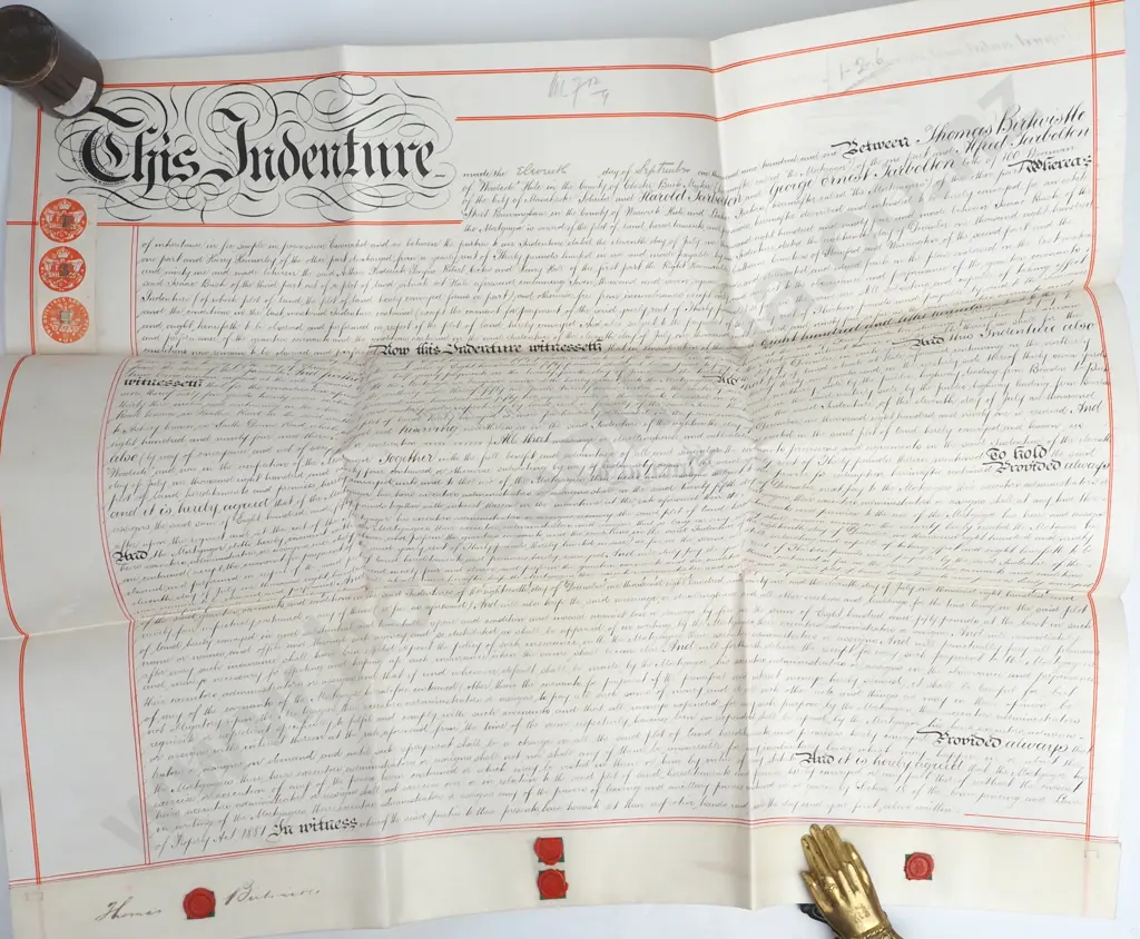 Indenture - County of Warwick - 1901 - Vellum - Stamp Duty - Seals Image 1++